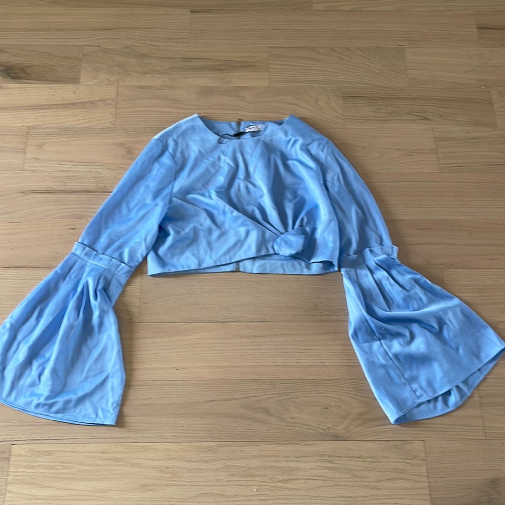 WHY dress Baby Blue Long Sleeve Crop Top